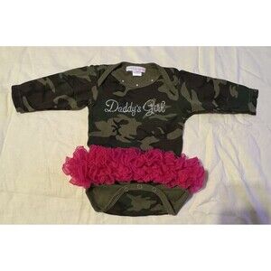 NEW INFANT GIRL'S SIZE 3-6 MONTH  One Piece Camouflage Pink TuTu “Daddy's Girl"